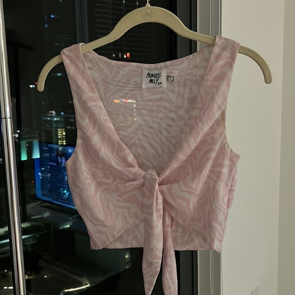 princess polly eden crop top tie front mesh pink - Picture 4 of 7